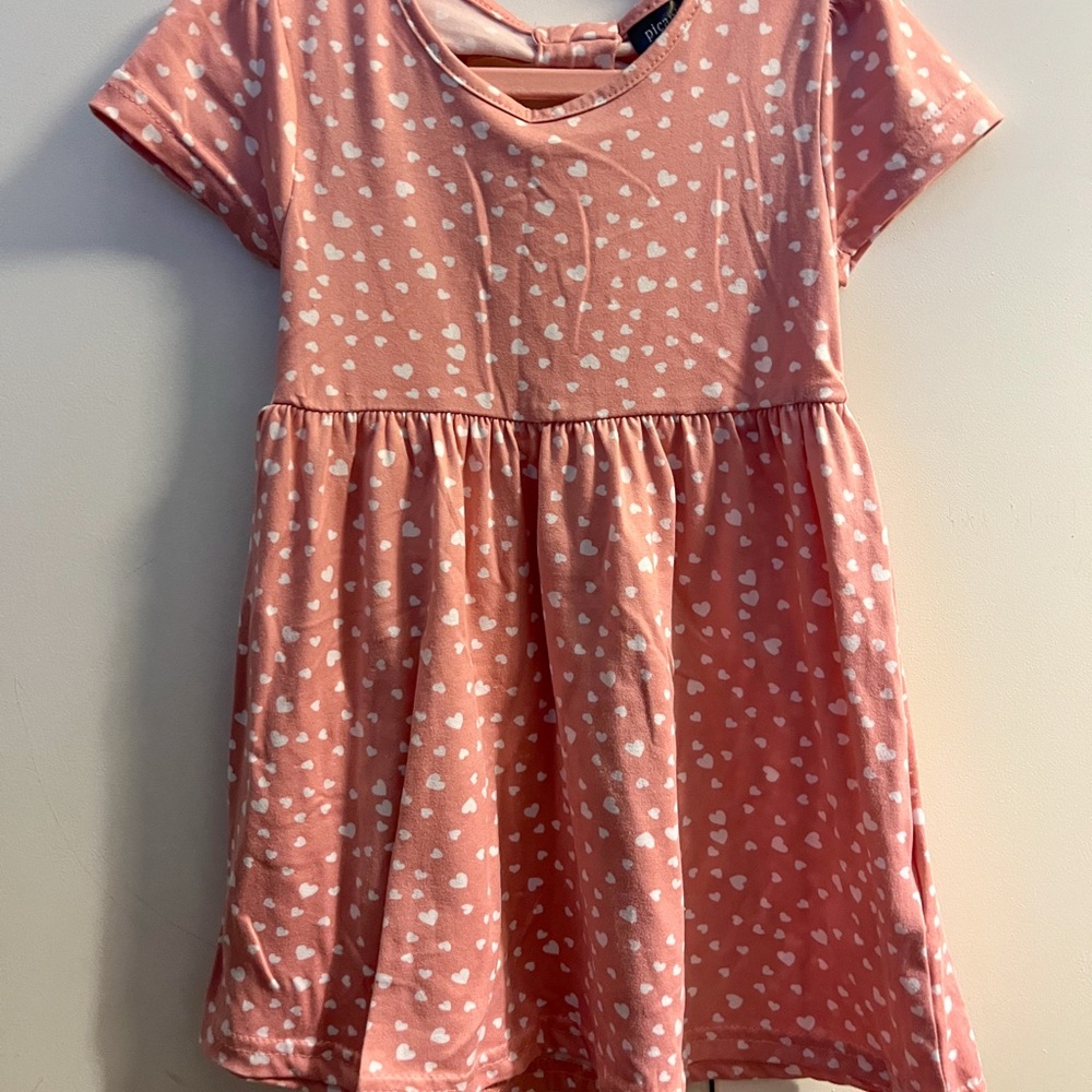 Pink Heart Pattern Kids Dress